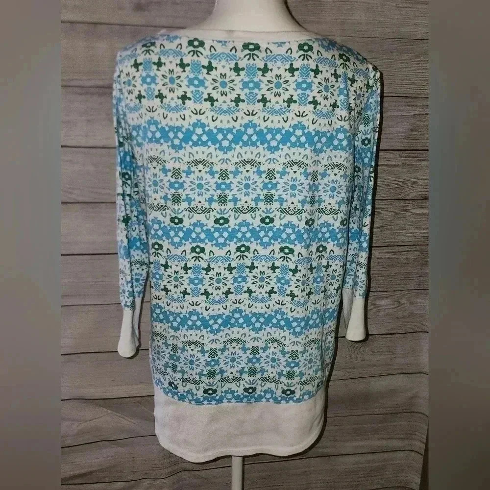 Fresh Produce 3/4 Sleeve Patterned Top Size Medium - Picture 4 of 8